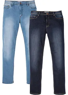 Regular Fit-jeans med stretch i lett denim, Straight (2-pack), bonprix
