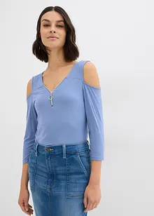 Cold shoulder-topp i viskose med pent fall, bonprix