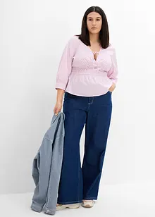 Bluse med rynking og elastiske sømmer, bonprix