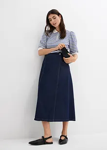 Jeansskjørt i omslagsmodell,  supersoft, bonprix