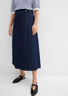 Jeansskjørt i omslagsmodell,  supersoft, bonprix