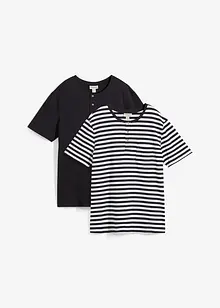 Henley T-skjorte (2-pack) i ren økologisk bomull, bonprix