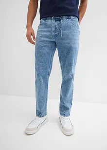 Relaxed Fit-pull on jeans i lett denim med stretch, Straight, bonprix