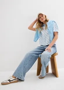 Kortermet bluse med rutemønster, bonprix