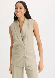 Ermeløs blazer med lin, bonprix
