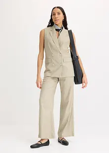 Ermeløs blazer med lin, bonprix