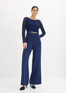 Jumpsuit med blonder og kjede-detalj, bonprix