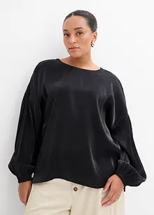 Oversized bluse med snøring i viskosemiks, bonprix