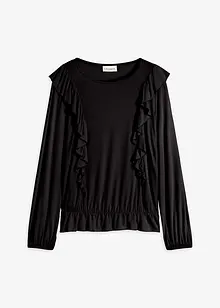 Trikotbluse med volanger, bonprix