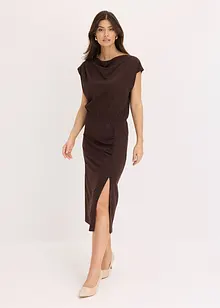 Asymmetrisk trikotkjole med rynkinger, bonprix