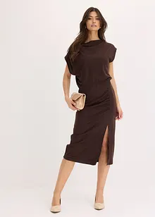 Asymmetrisk trikotkjole med rynkinger, bonprix