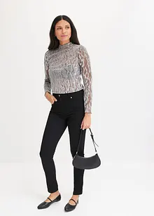 Langermet topp med glitter-detalj, bonprix