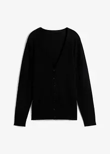 Finstrikket cardigan med knappestolpe, bonprix
