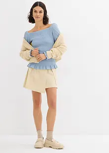 Langermet topp i vaflet materiale, bonprix