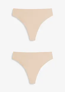 Highwaist-stringtruse i blankt materiale (2-pack), bonprix