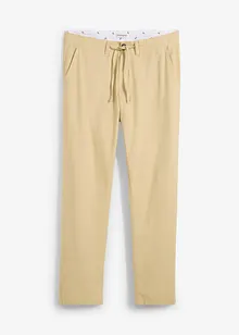 Regular Fit-pull on-bukse i chinos-modell med lin, Straight, bonprix