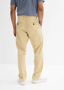 Regular Fit-pull on-bukse i chinos-modell med lin, Straight, bonprix