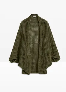 Poncho i hullstrikk med lin, bonprix