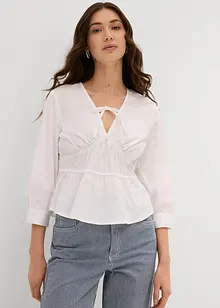 Bluse med rynking og elastiske sømmer, bonprix