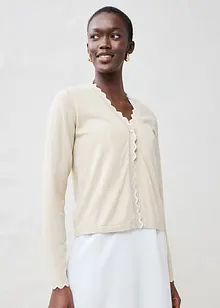 Finstrikket cardigan med silke, bonprix