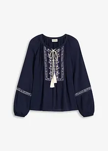 Oversized bluse med broderi, bonprix