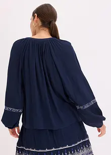 Oversized bluse med broderi, bonprix