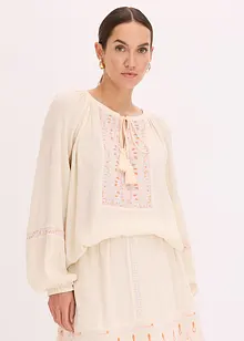 Oversized bluse med broderi, bonprix