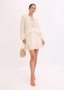 Oversized bluse med broderi, bonprix