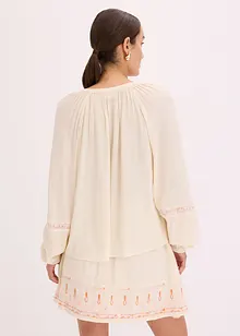 Oversized bluse med broderi, bonprix