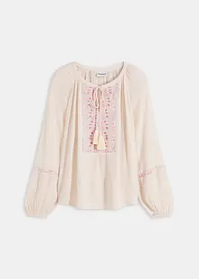 Oversized bluse med broderi, bonprix