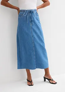 Jeansskjørt Mid Waist, midi lengde, Super Soft, bonprix