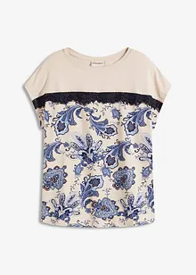 Topp med blondebånd og paisley-print, bonprix
