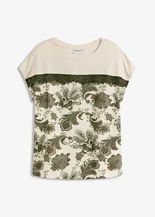 Topp med blondebånd og paisley-print, bonprix