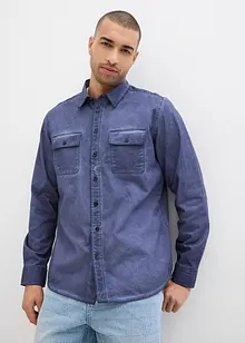 Langermet skjorte i 100% bomull i vasket look, bonprix