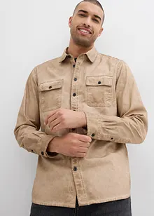 Langermet skjorte i 100% bomull i vasket look, bonprix