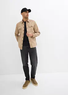 Langermet skjorte i 100% bomull i vasket look, bonprix