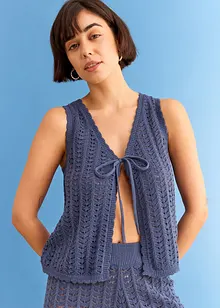 Strikket vest med hullmønster, bonprix