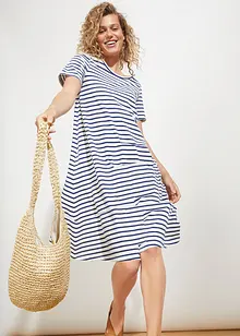 Trikotkjole med lommer, i flammegarn av bomull, knelang, bonprix