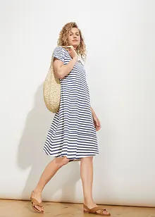 Trikotkjole med lommer, i flammegarn av bomull, knelang, bonprix