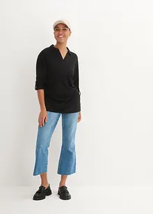 Lang topp med krage i Punto di Roma-materiale, bonprix