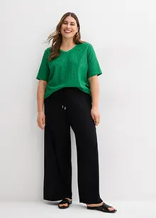 Topp av krepp med hullbroderi, bonprix