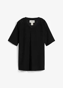 Topp av krepp med hullbroderi, bonprix