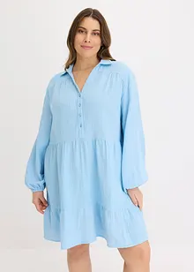 Kort kjole i musselin med volanger, bonprix