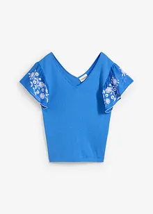 Strikket topp med silke og ermer i chiffon, bonprix