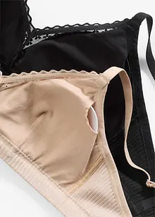 Vattert bralette uten bøyle med økologisk bomull (2-pack), bonprix