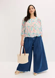 Bluse med ballongkant nede, bonprix