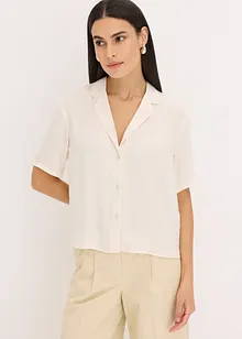 Satengbluse med krage med slag, bonprix