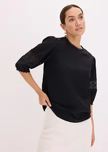 Kortermet bluse med linandel, bonprix