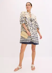 Kort boho-kjole i lin-look, bonprix