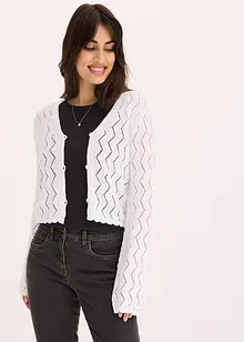 Kort cardigan i heklet look, bonprix